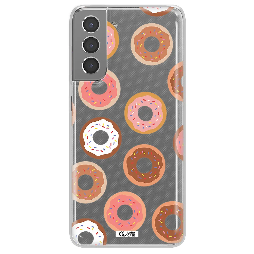 a pattern of donuts with sprinkles Samsung S21 Plus Clear TPU Case