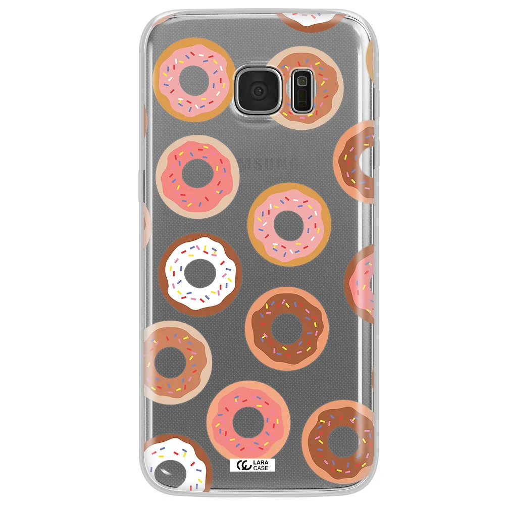 a pattern of donuts with sprinkles Samsung S7 Edge Clear TPU Case