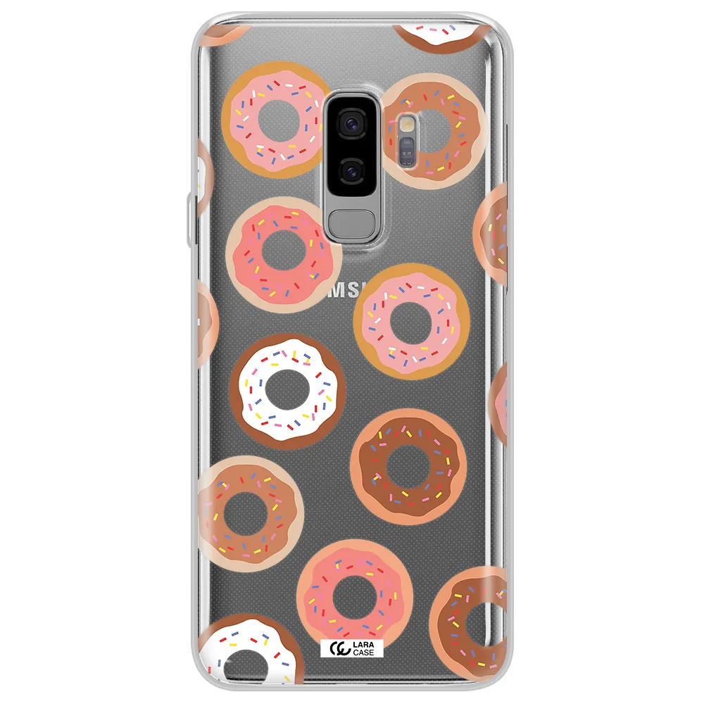 a pattern of donuts with sprinkles Samsung S9 Plus Clear TPU Case