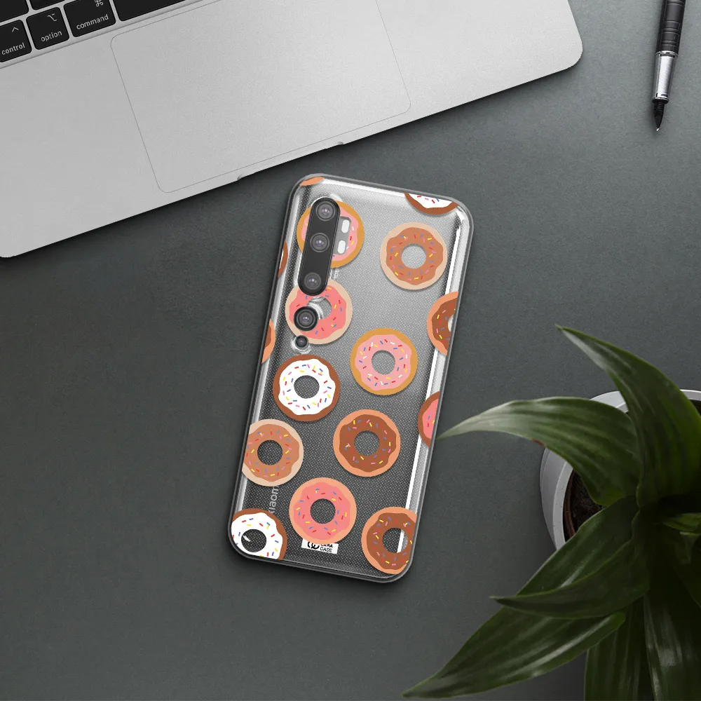 a pattern of donuts with sprinkles Xiaomi Mi Note 10 Clear TPU Case