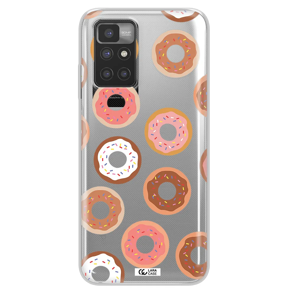 a pattern of donuts with sprinkles Xiaomi Redmi 10 Clear TPU Case