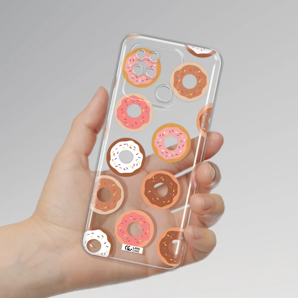 a pattern of donuts with sprinkles Xiaomi Redmi 10C Clear TPU Case