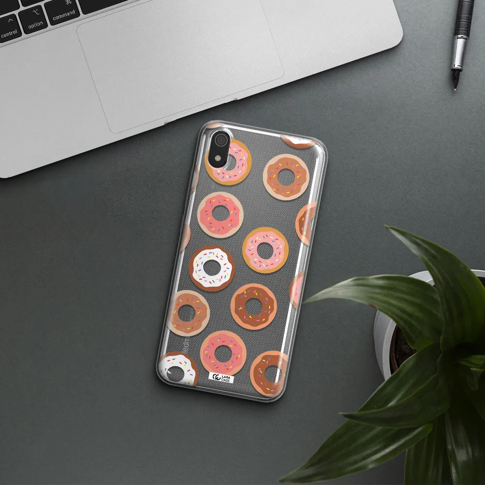 a pattern of donuts with sprinkles Xiaomi Redmi 7A Clear TPU Case