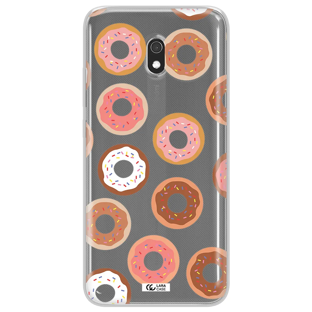 a pattern of donuts with sprinkles Xiaomi Redmi 8A Clear TPU Case