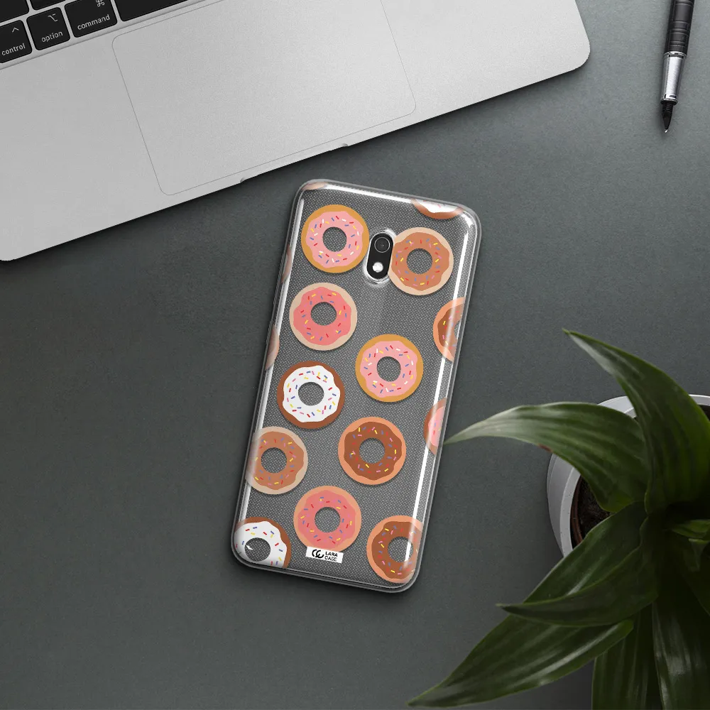 a pattern of donuts with sprinkles Xiaomi Redmi 8A Clear TPU Case