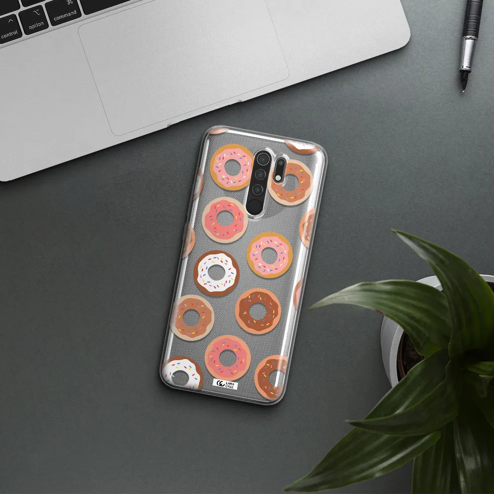 a pattern of donuts with sprinkles Xiaomi Redmi 9 Clear TPU Case