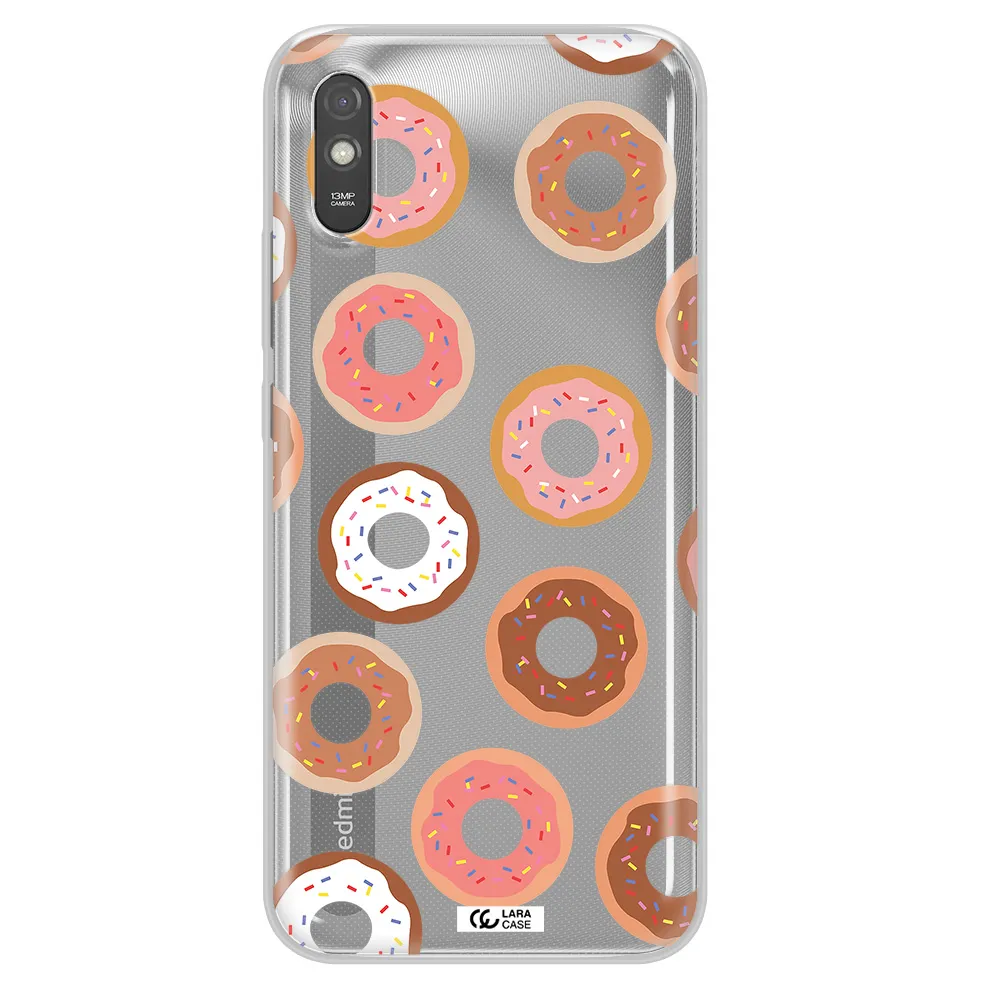 a pattern of donuts with sprinkles Xiaomi Redmi 9A Clear TPU Case