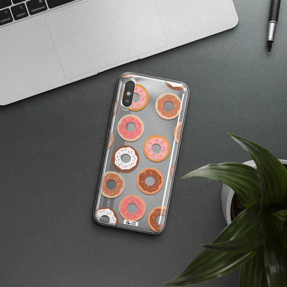 a pattern of donuts with sprinkles Xiaomi Redmi 9A Clear TPU Case