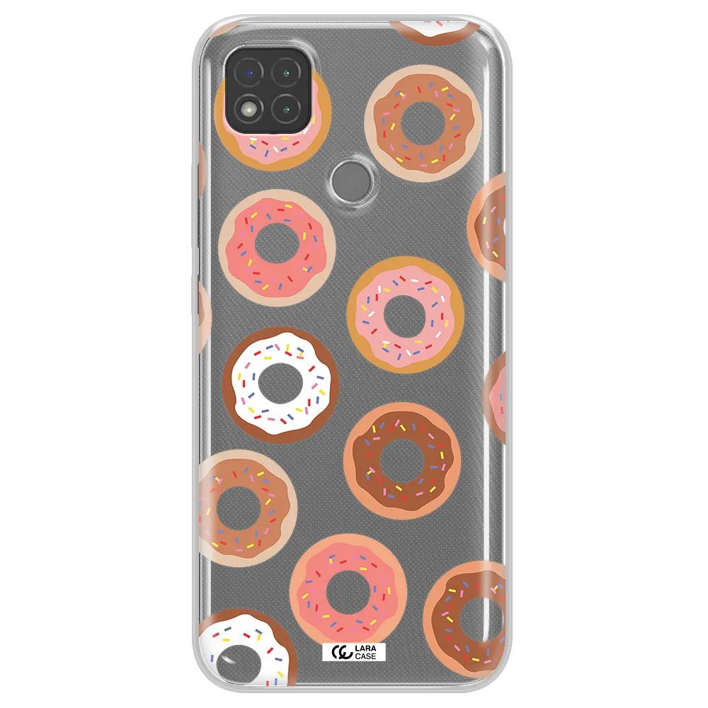 a pattern of donuts with sprinkles Xiaomi Redmi 9C Clear TPU Case