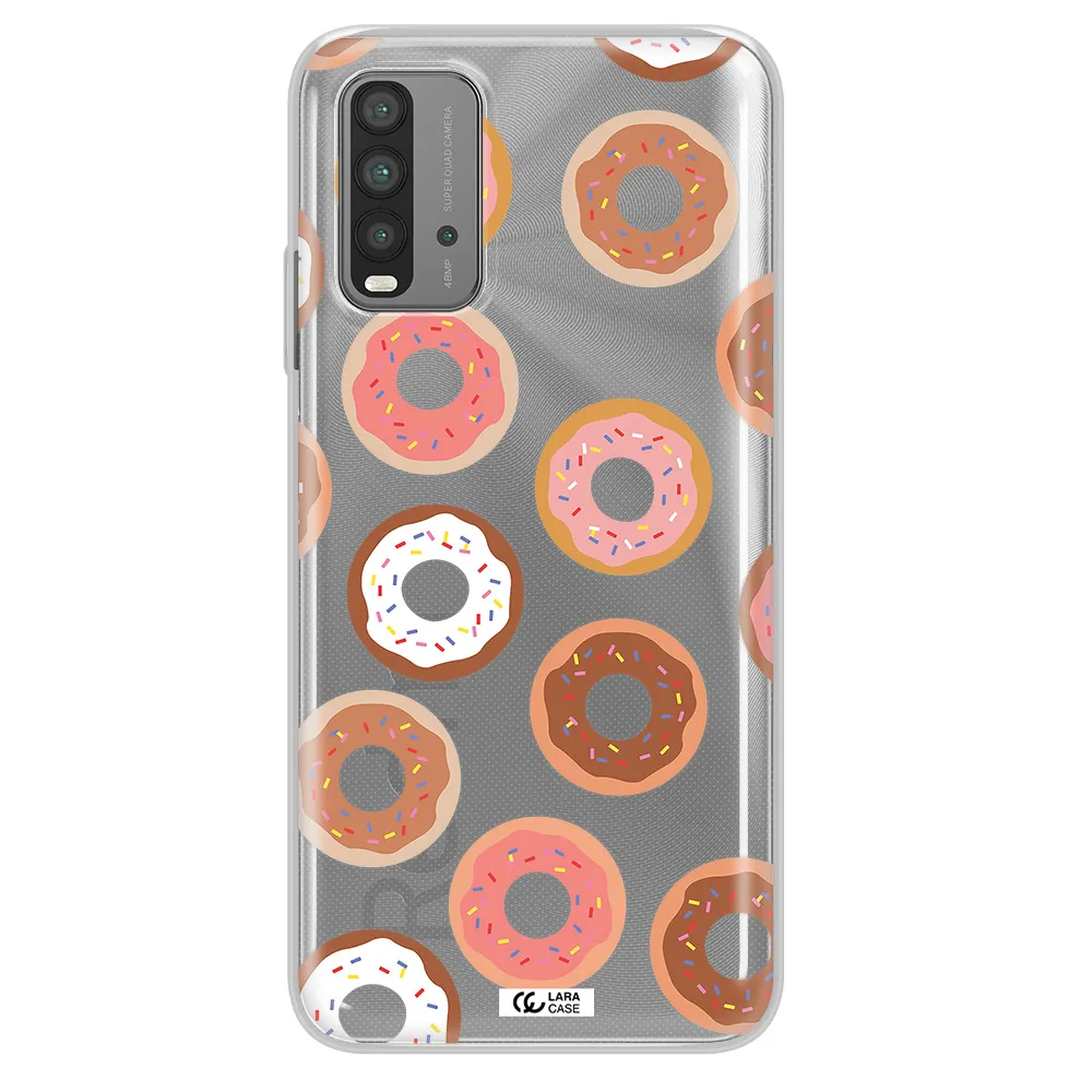 a pattern of donuts with sprinkles Xiaomi Redmi 9T Clear TPU Case