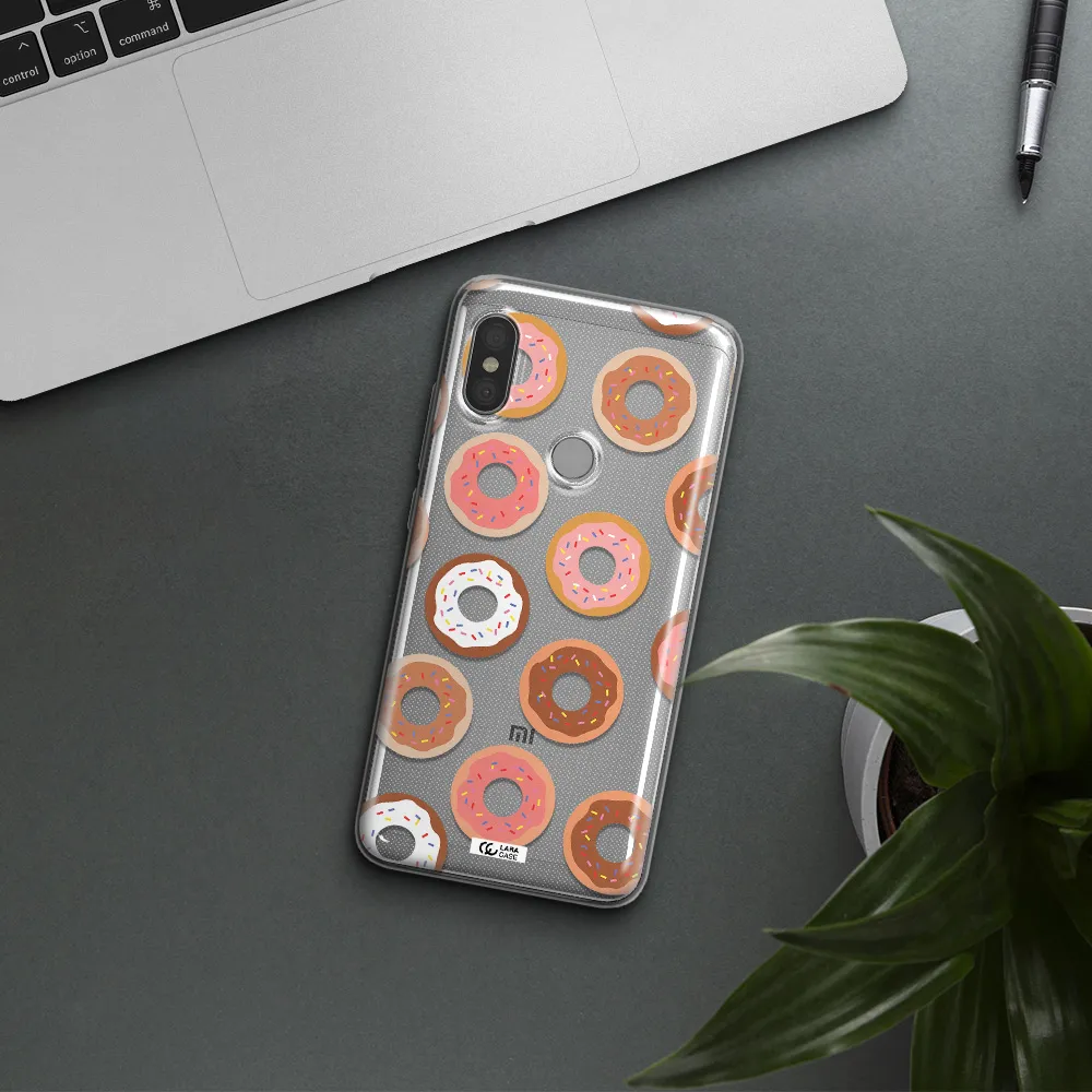 a pattern of donuts with sprinkles Xiaomi Redmi Note 6 Pro Clear TPU Case