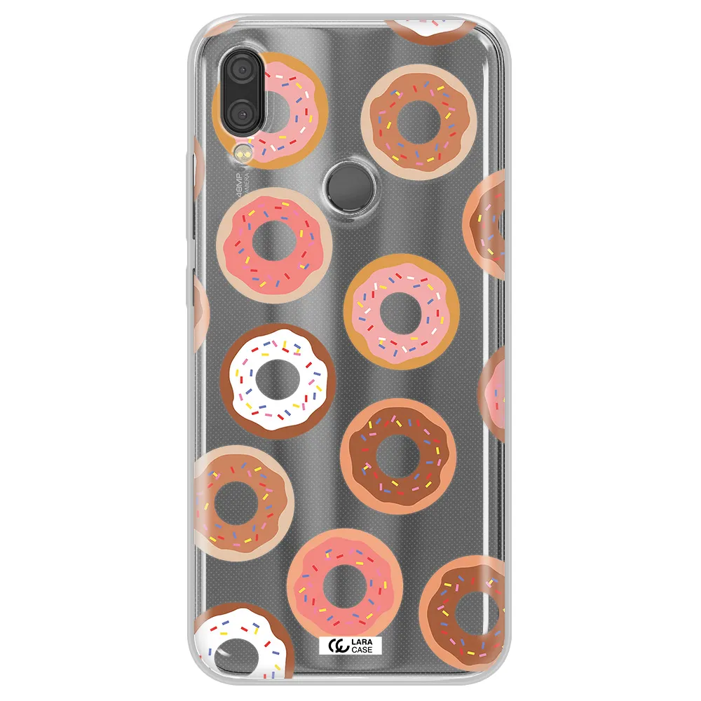 a pattern of donuts with sprinkles Xiaomi Redmi Note 7 Clear TPU Case