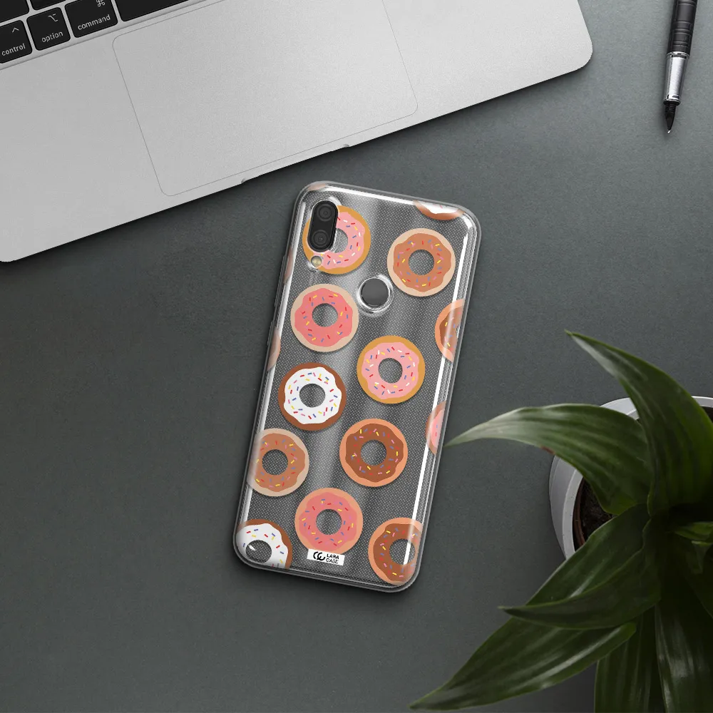 a pattern of donuts with sprinkles Xiaomi Redmi Note 7 Clear TPU Case