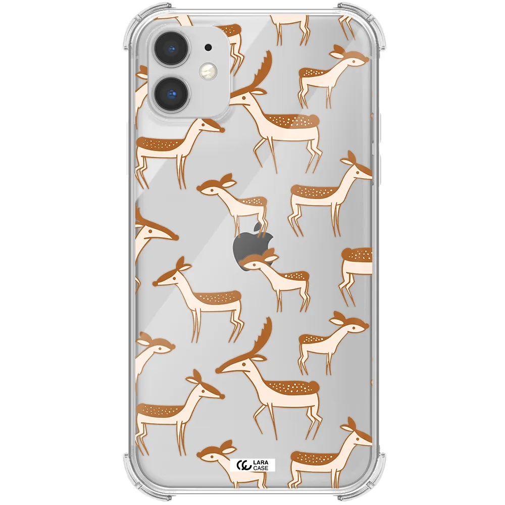 a pattern of deer and fawns Apple iPhone 11 Clear PC Case