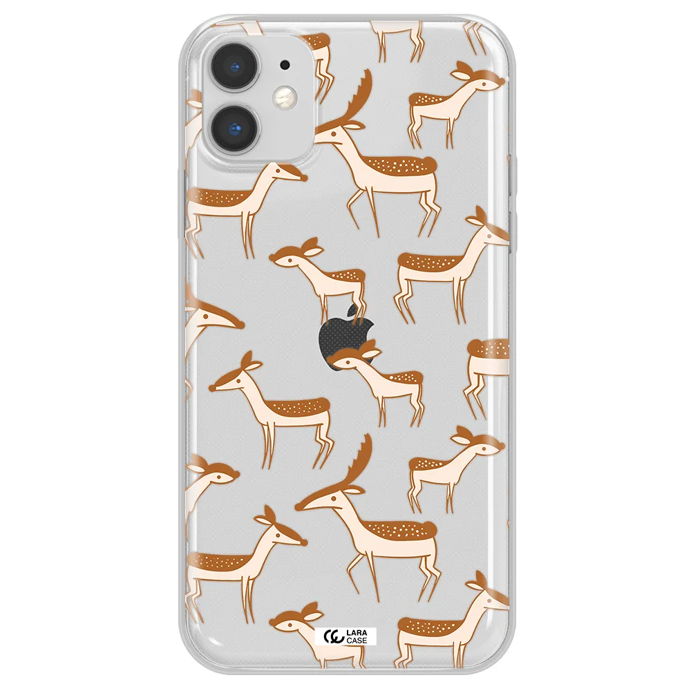 a pattern of deer and fawns Apple iPhone 11 Clear TPU Case
