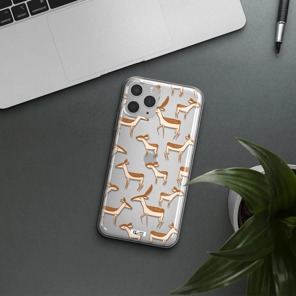 a pattern of deer and fawns Apple iPhone 11 pro Clear TPU Case