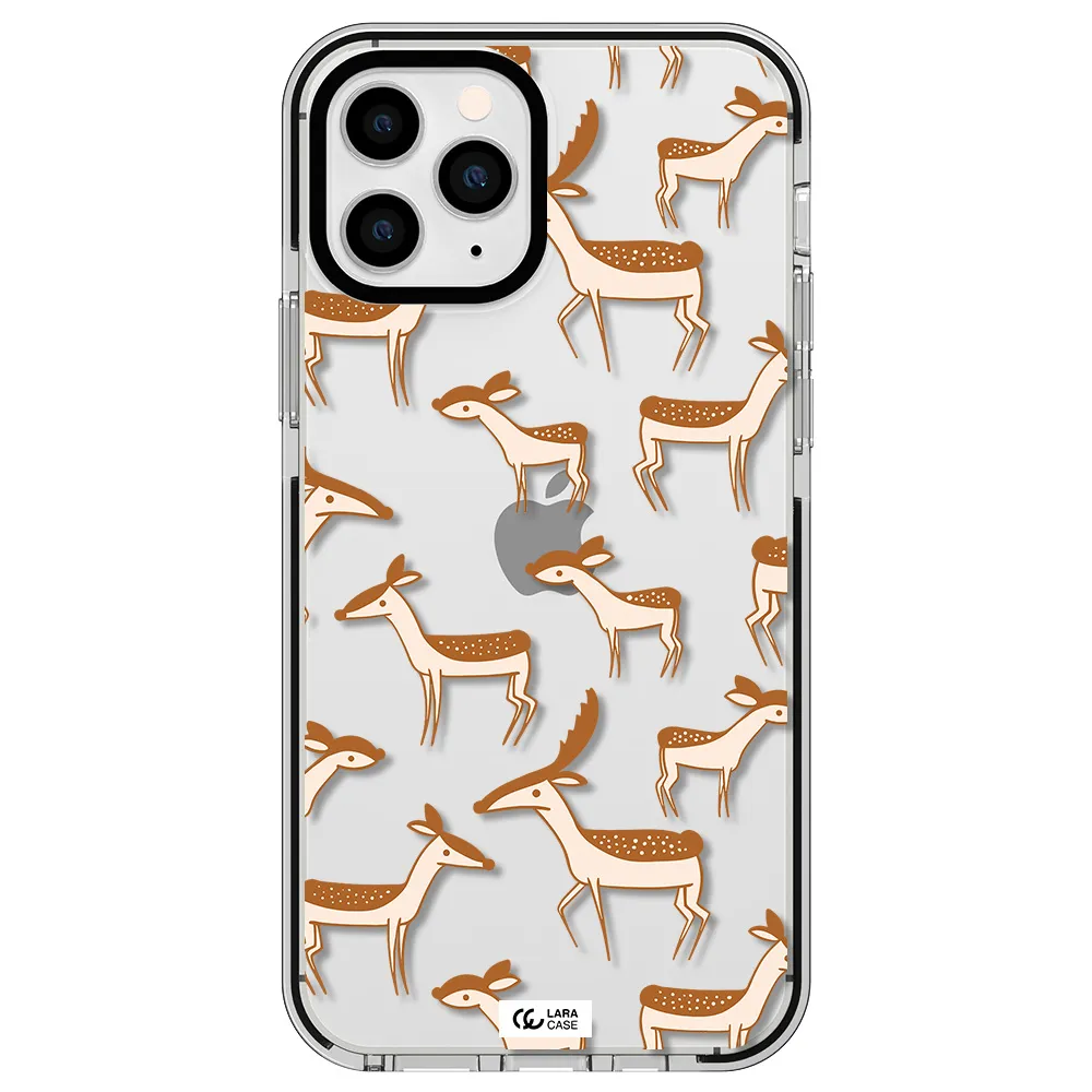 a pattern of deer and fawns Apple iPhone 11 pro impact black border Case