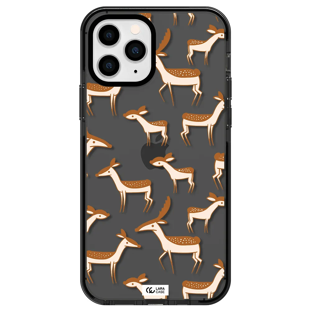 a pattern of deer and fawns Apple iPhone 11 pro impact Smoke Black Case