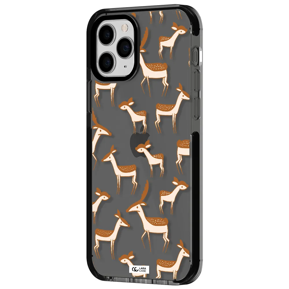 a pattern of deer and fawns Apple iPhone 11 pro impact Smoke Black Case