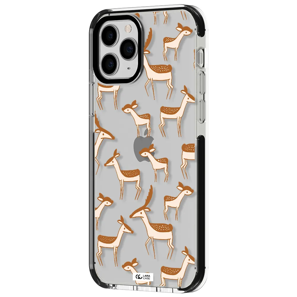a pattern of deer and fawns Apple iPhone 11 pro max impact black border Case