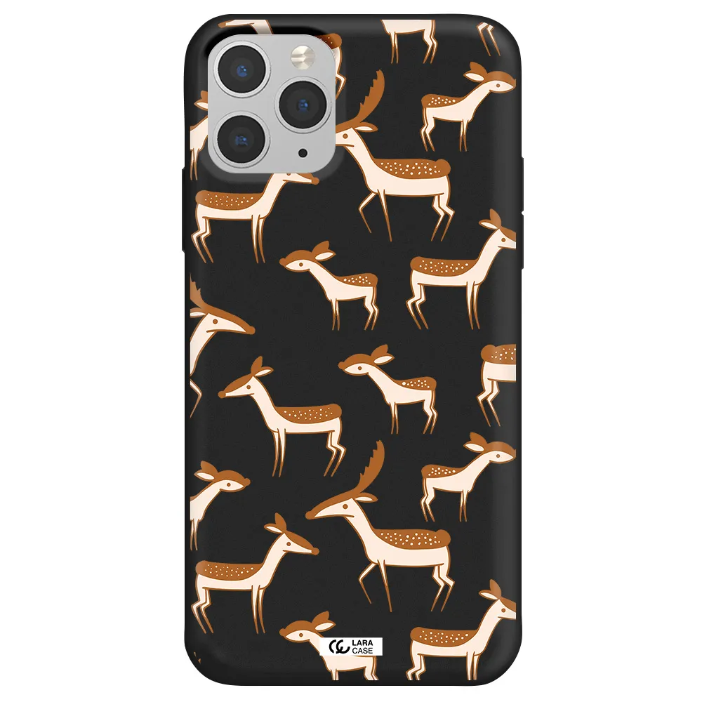 a pattern of deer and fawns Apple iPhone 11 pro max Silicone black Case