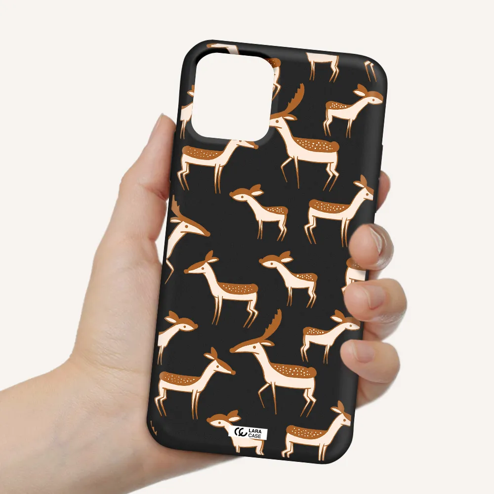 a pattern of deer and fawns Apple iPhone 11 pro Silicone black Case