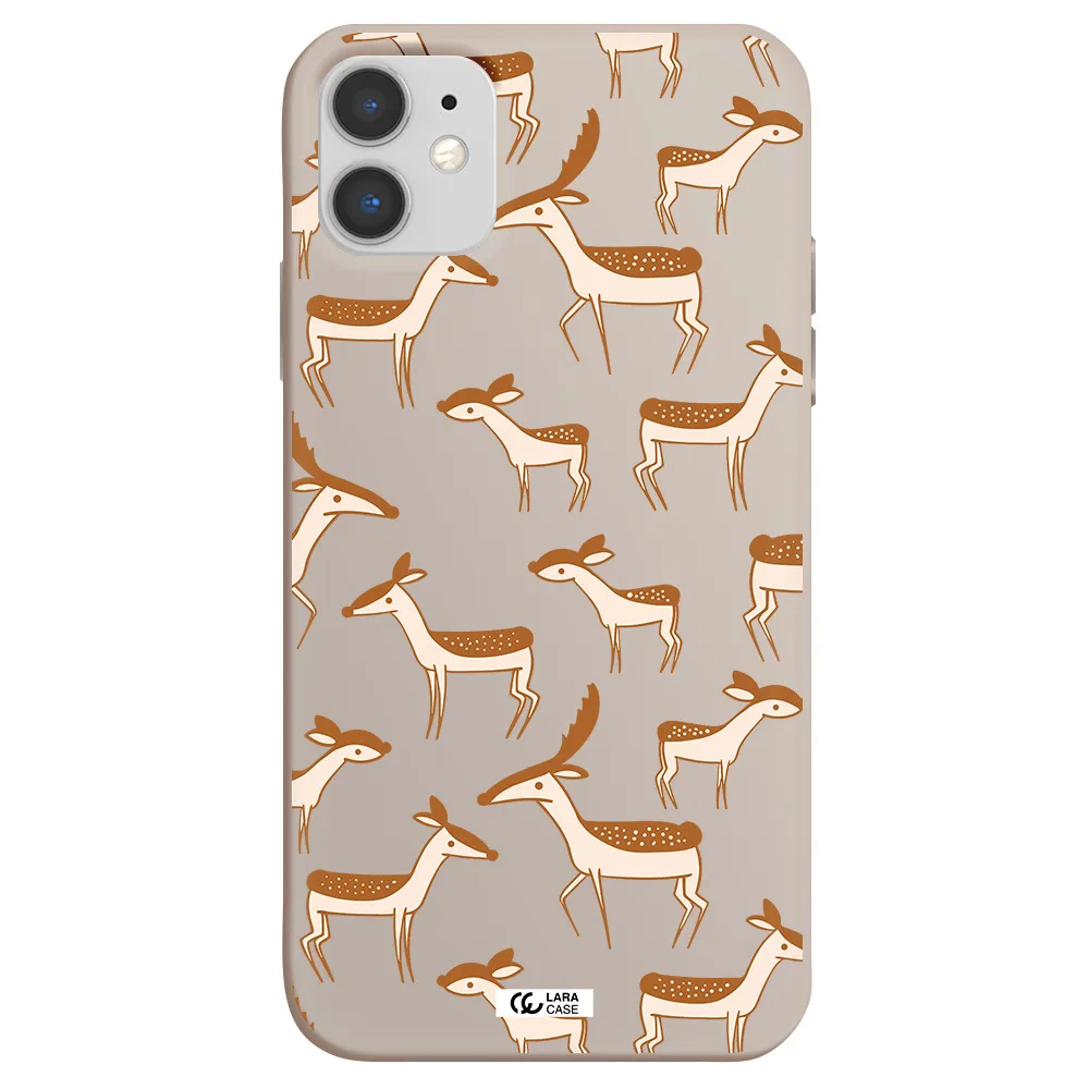 a pattern of deer and fawns Apple iPhone 11 Silicone Stone Case
