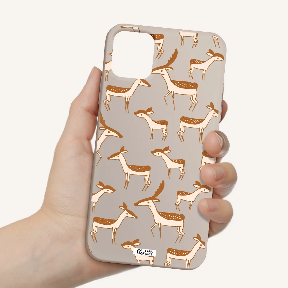 a pattern of deer and fawns Apple iPhone 11 Silicone Stone Case