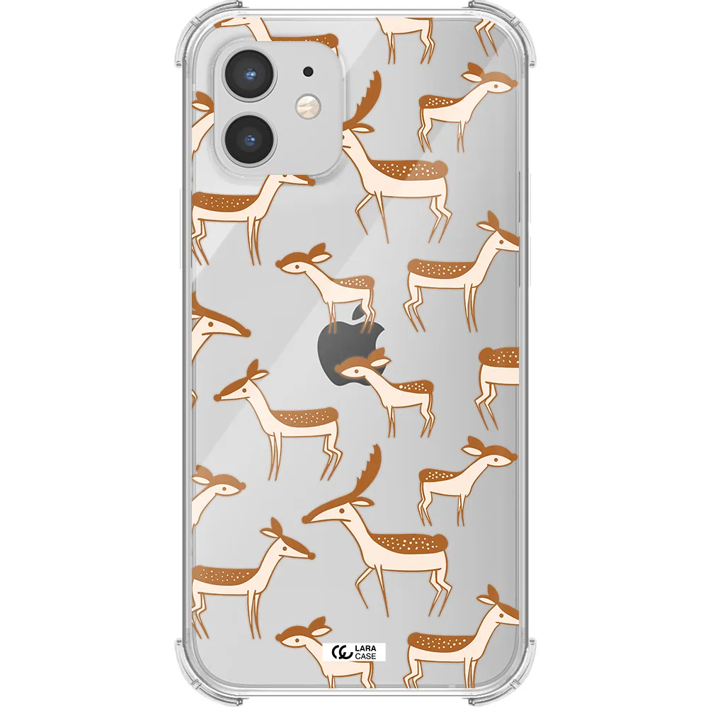 a pattern of deer and fawns Apple iPhone 12 Clear PC Case