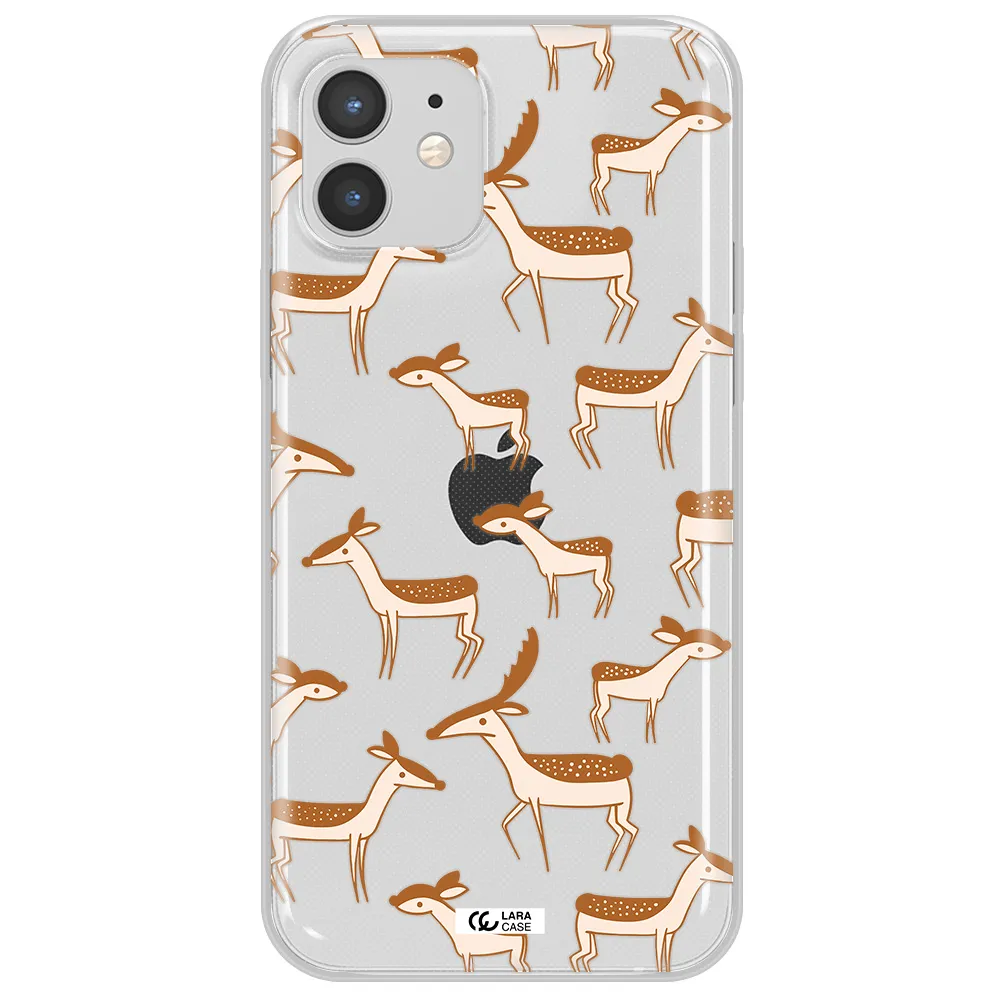 a pattern of deer and fawns Apple iPhone 12 Clear TPU Case