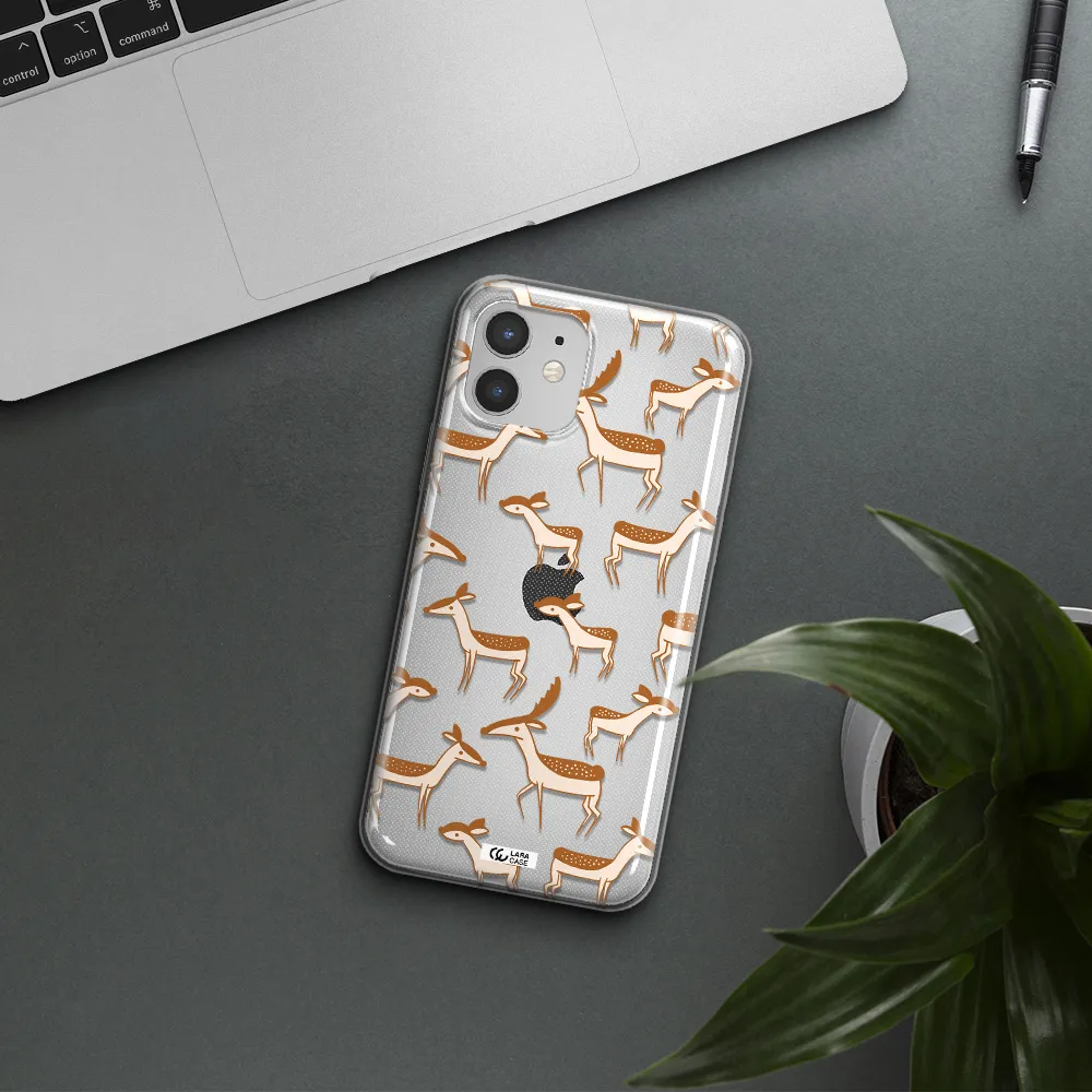 a pattern of deer and fawns Apple iPhone 12 mini Clear TPU Case