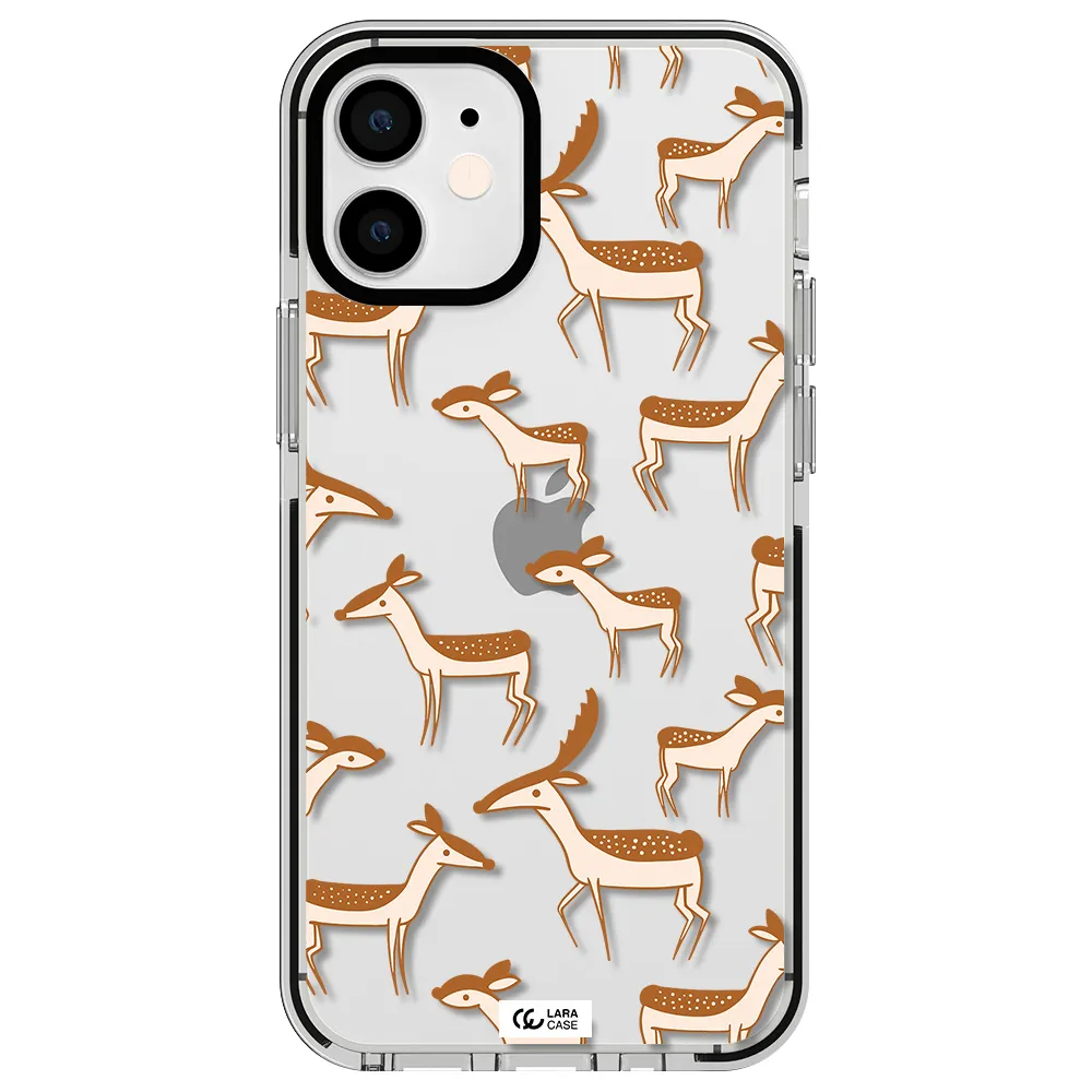 a pattern of deer and fawns Apple iPhone 12 mini impact black border Case