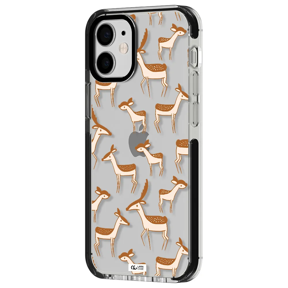 a pattern of deer and fawns Apple iPhone 12 mini impact black border Case