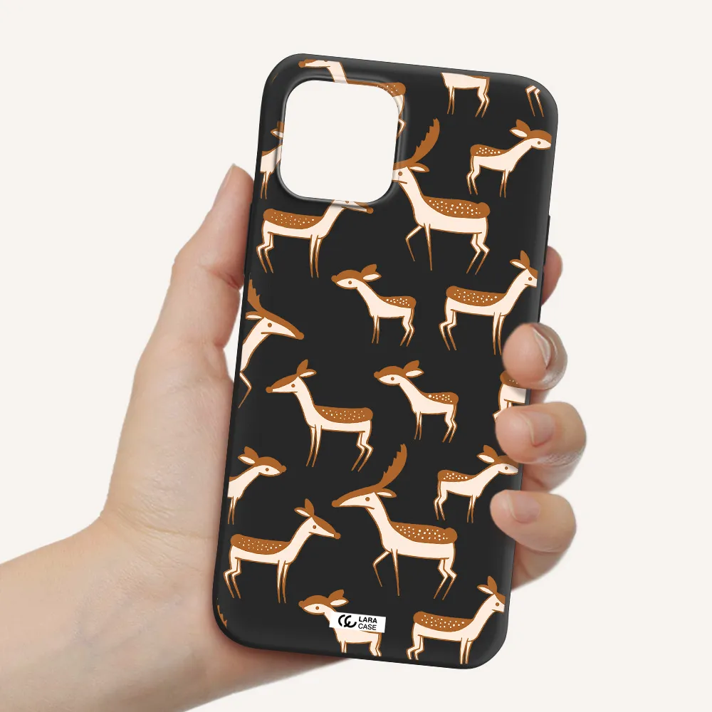 a pattern of deer and fawns Apple iPhone 12 mini Silicone black Case