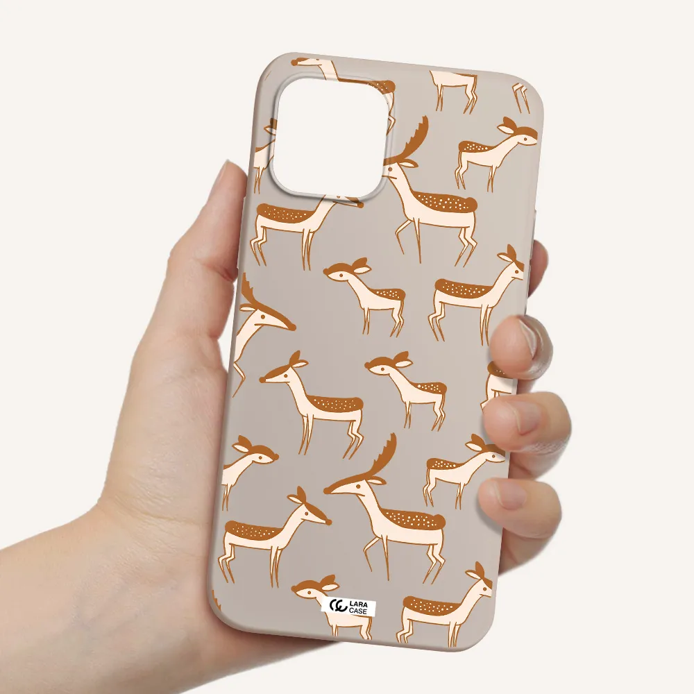 a pattern of deer and fawns Apple iPhone 12 mini Silicone Stone Case