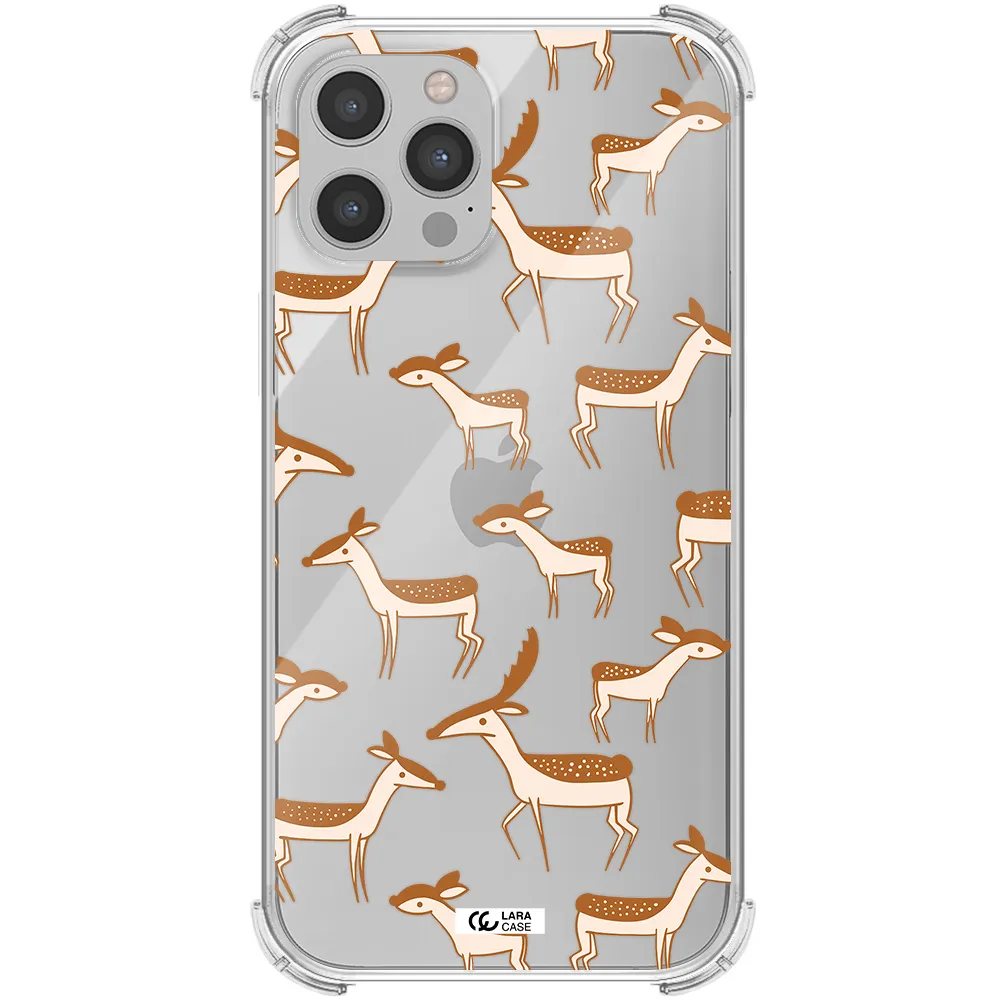 a pattern of deer and fawns Apple iPhone 12 pro Clear PC Case