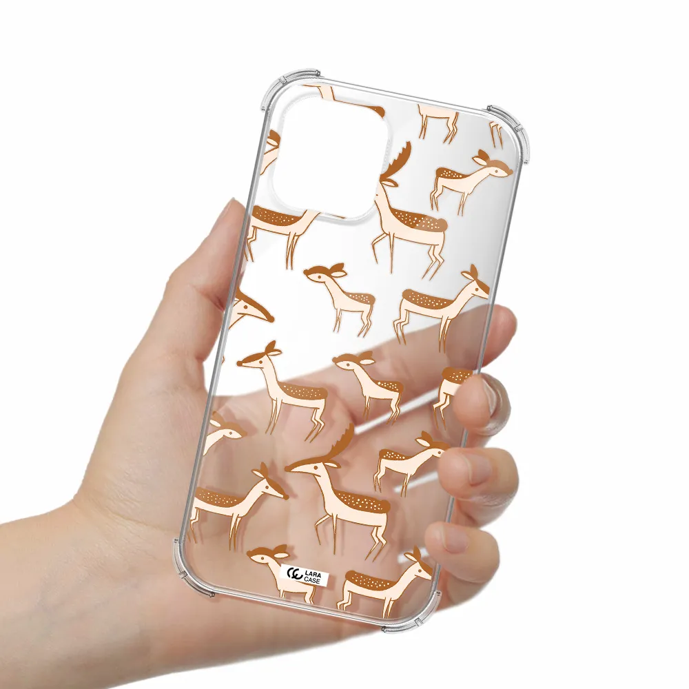 a pattern of deer and fawns Apple iPhone 12 pro Clear PC Case