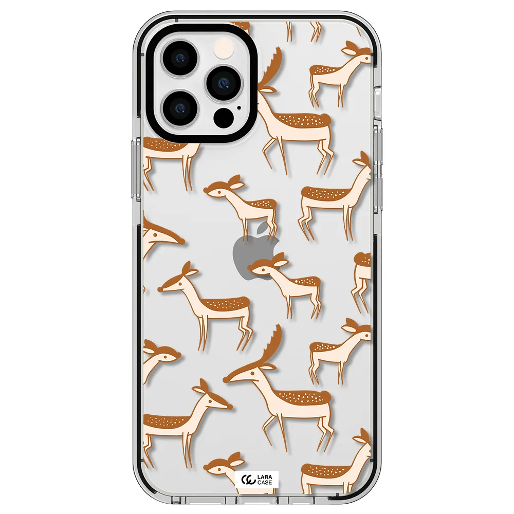 a pattern of deer and fawns Apple iPhone 12 pro impact black border Case