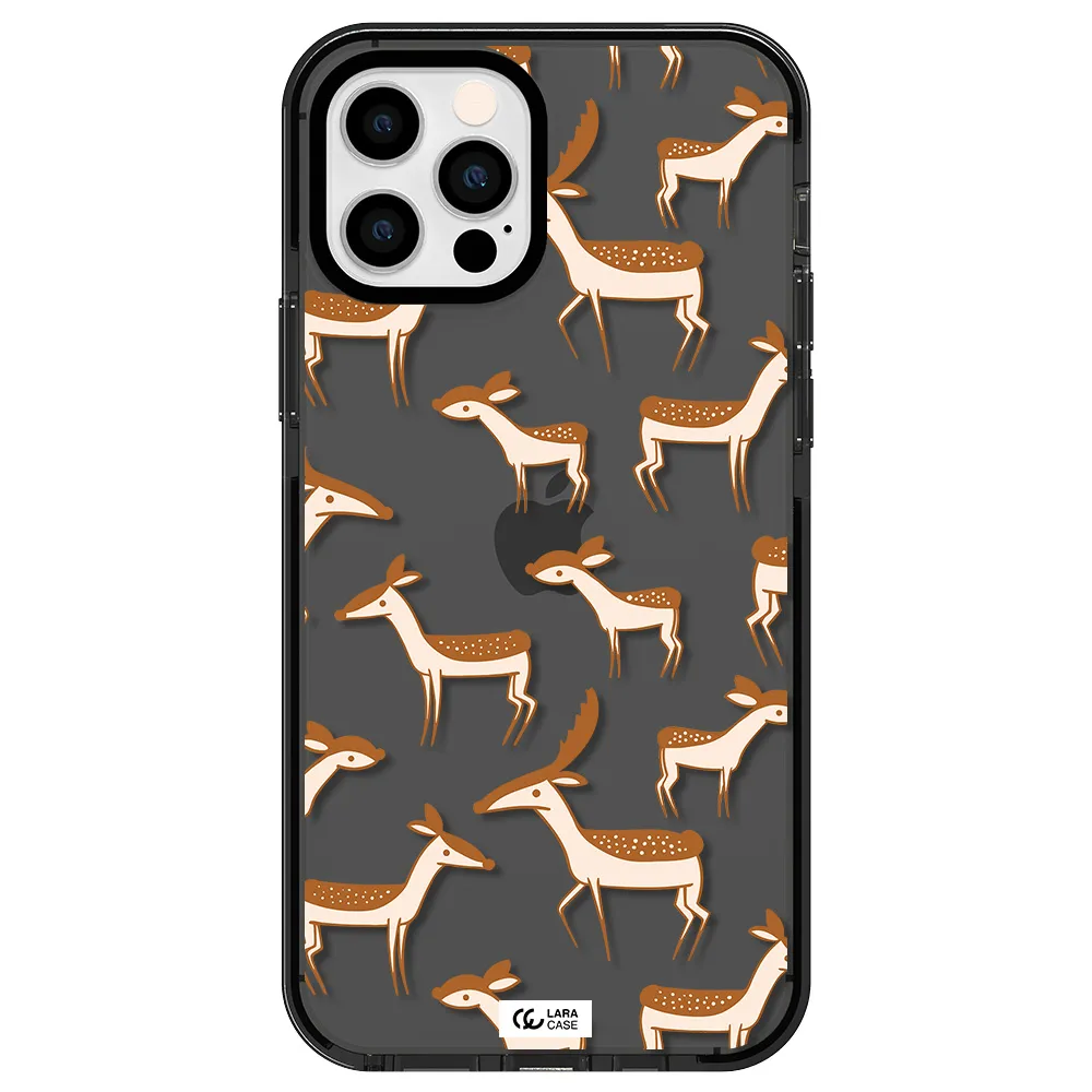 a pattern of deer and fawns Apple iPhone 12 pro impact Smoke Black Case