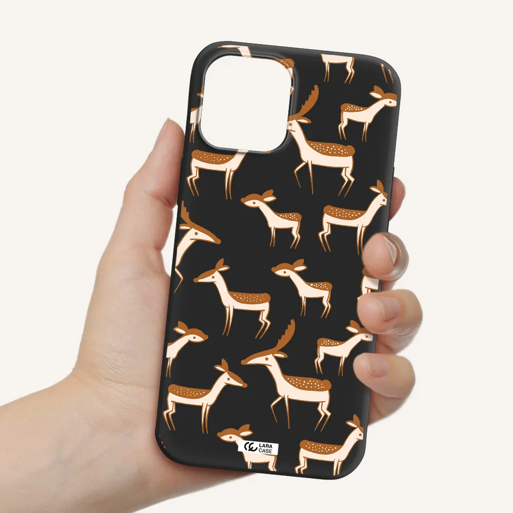 a pattern of deer and fawns Apple iPhone 12 pro max Silicone black Case