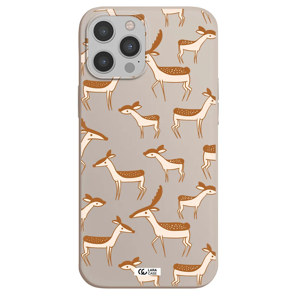 a pattern of deer and fawns Apple iPhone 12 pro Silicone Stone Case
