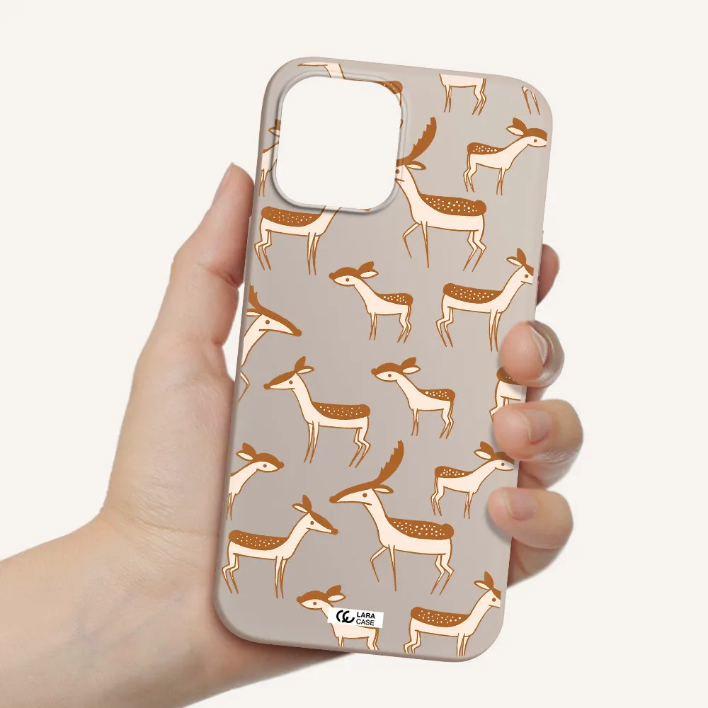 a pattern of deer and fawns Apple iPhone 12 pro Silicone Stone Case