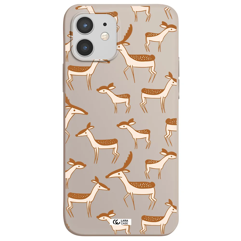 a pattern of deer and fawns Apple iPhone 12 Silicone Stone Case