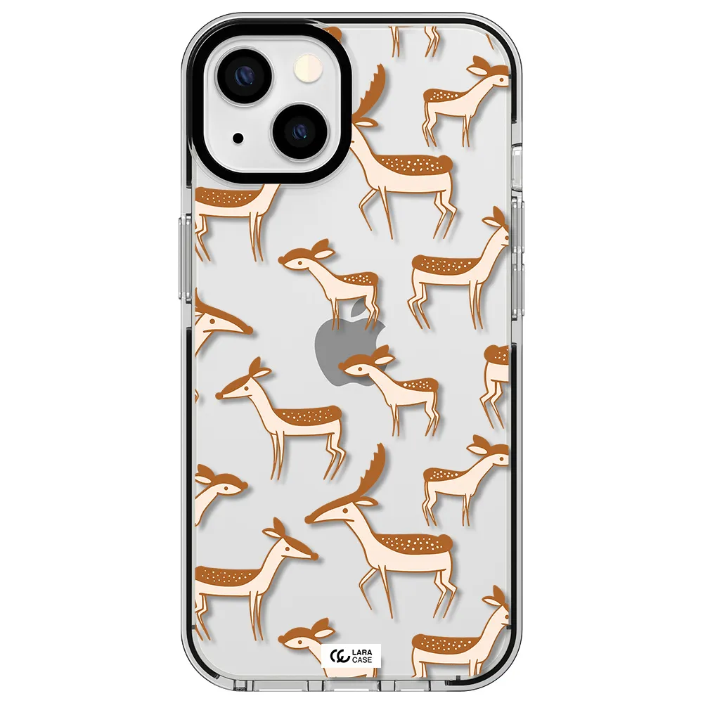 a pattern of deer and fawns Apple iPhone 13 impact black border Case