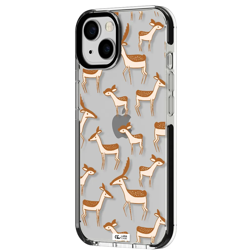 a pattern of deer and fawns Apple iPhone 13 impact black border Case