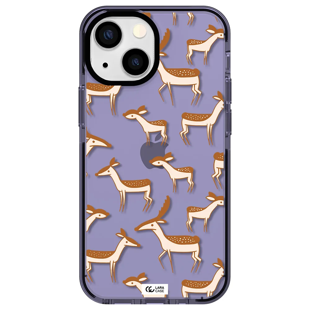 a pattern of deer and fawns Apple iPhone 13 mini impact Lilac Case