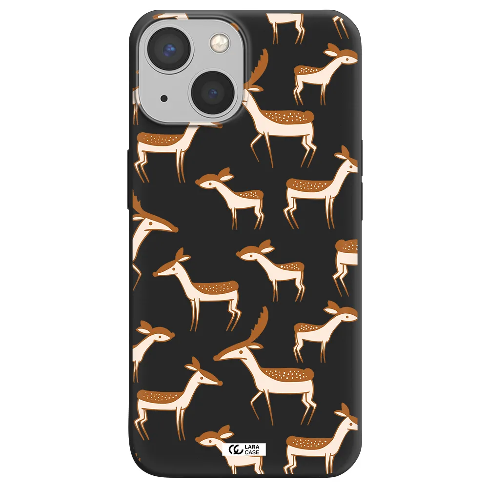 a pattern of deer and fawns Apple iPhone 13 mini Silicone black Case