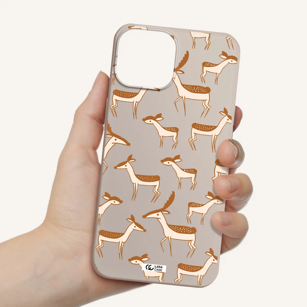a pattern of deer and fawns Apple iPhone 13 mini Silicone Stone Case