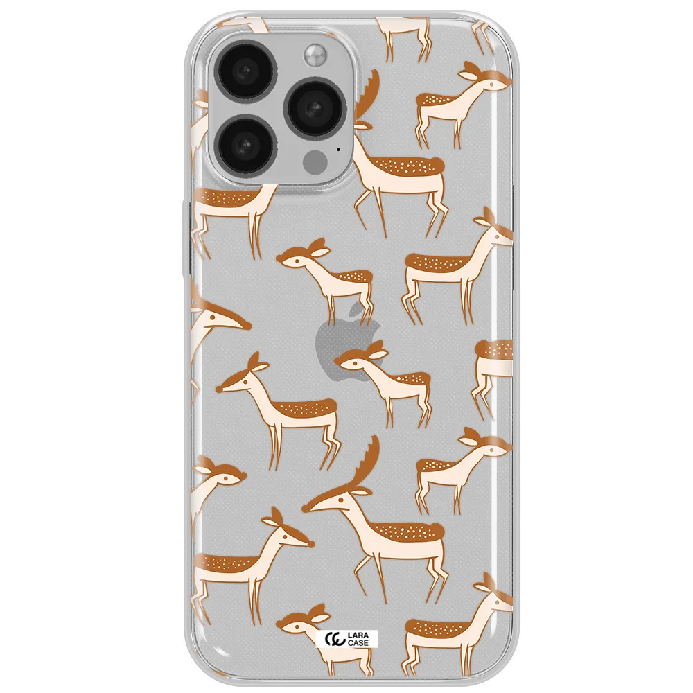 a pattern of deer and fawns Apple iPhone 13 Pro Clear TPU Case