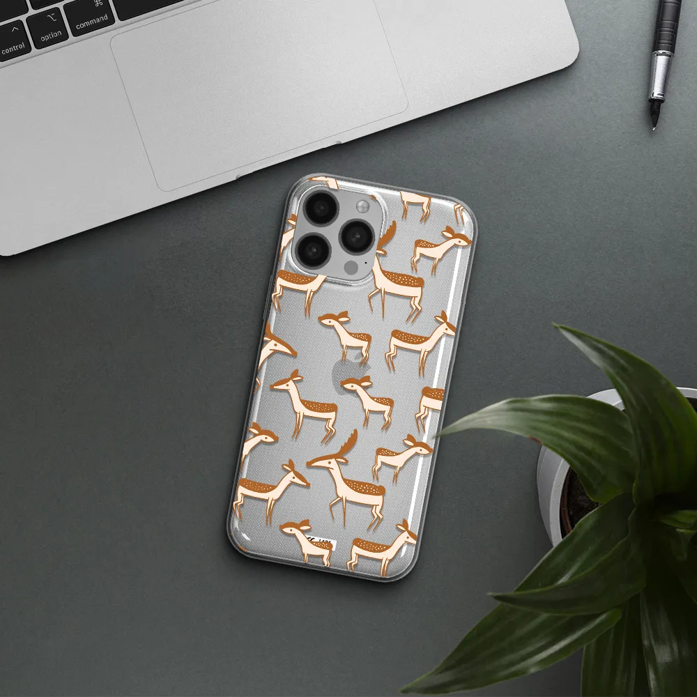 a pattern of deer and fawns Apple iPhone 13 Pro Clear TPU Case